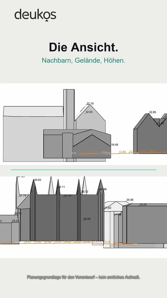 Vorschaubild: Ansicht erstellen: Nachbarn, Gelände und Höhen maßstäblich als DXF